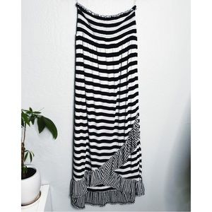 L strapless sun dress striped navy + white